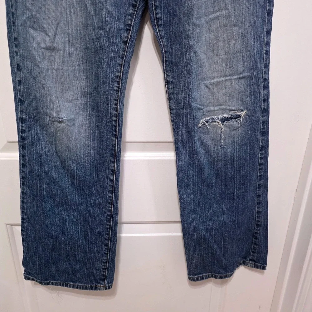 Vintage Lucky Brand Rider Fit Relaxed Jeans Blue Distressed Straight Leg 14/32